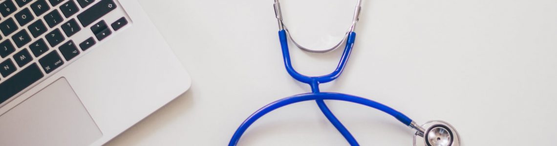 computer desk laptop stethoscope